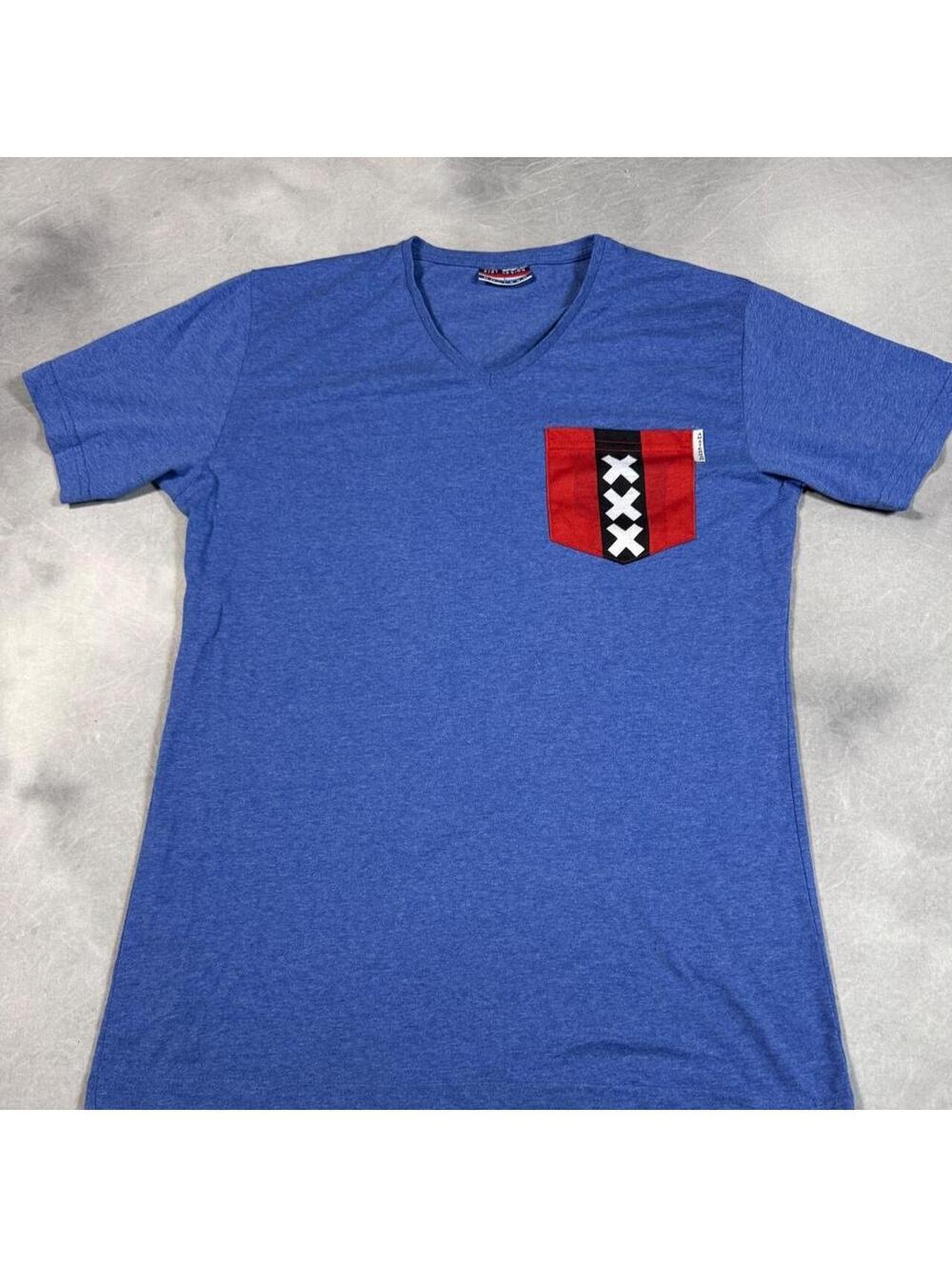 Kist Design Holland Amsterdam Flag Pocket T Shirt Blue Large 100% Cotton